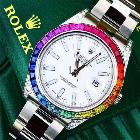 rolex date just rainbow